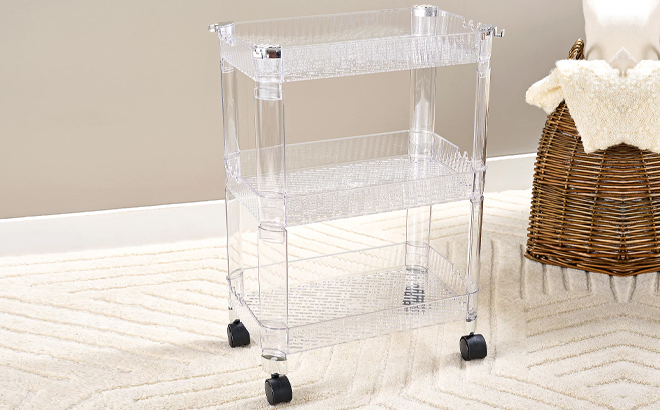 3 Tier Clear Utility Rolling Cart