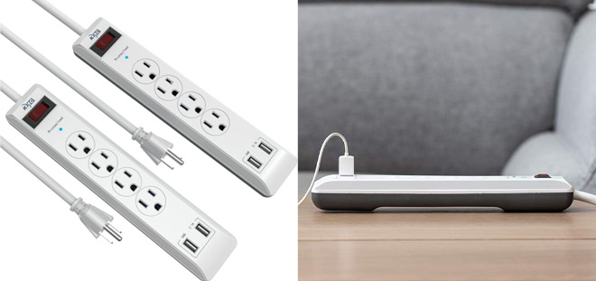 4 Outlet Surge Protector Power Strip 2 Pack