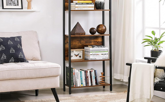 5 Tier Bookshelf in a Living Room