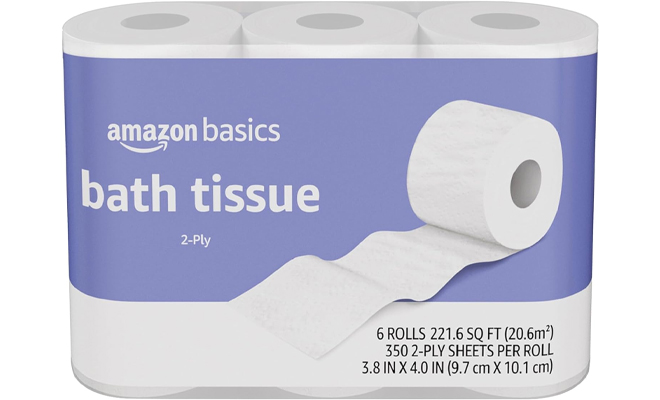 6 Rolls of the Amazon Basics 2 Ply Toilet Paper