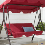 A 2 Person Outdoor Canopy Swing Glider in burgundy color