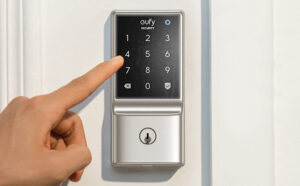 A Man Opening a Door via the Eufy Security WiFi Smart Lock