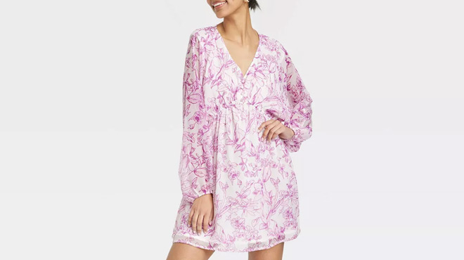 A New Day Womens Balloon Long Sleeve Mini Dress