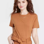 A New Day Womens Short Sleeve T Shirt in the Color Light Brown