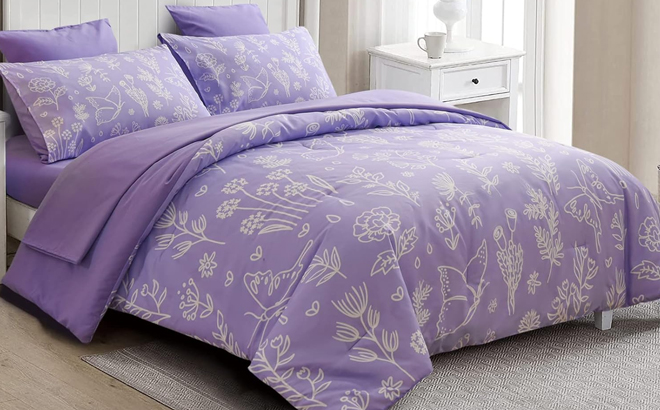 A Nice Night 7 Piece Comforter Set in Purple Color