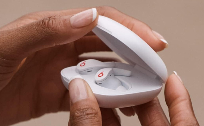 A Person Holding Beats Fit Pro in White Color