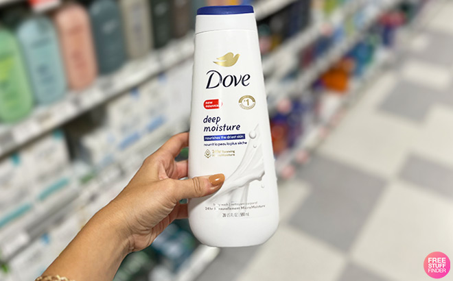 A Person Holding Dove Deep Moisture Body Wash