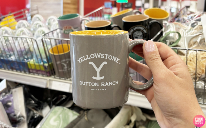 A Person Holding Yellowstone Dutton Ranch Ceramic Mug