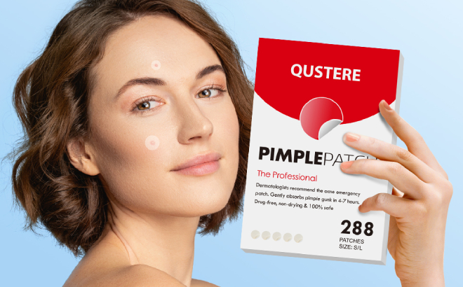A Person Holding a Box of Qustere 288 Count Pimple Patches