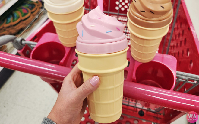 A Person Holding a Zak Designs Ice Cream Cone Tumbler