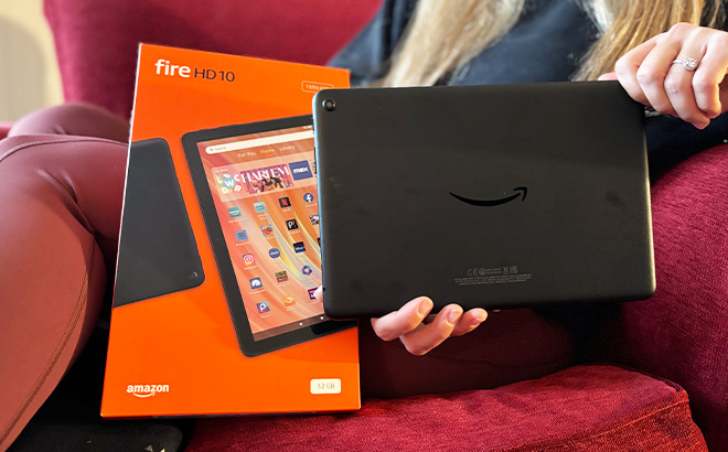 A Person Using the Amazon HD 10 Tablet A Person Using the Amazon HD 10 Tablet