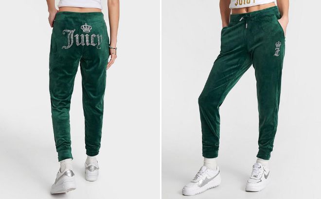 A Person Wearing Juicy Couture Womens Bling Jogger Pants