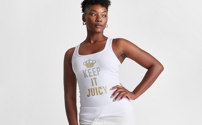 A Person Wearing Juicy Couture Womens Keep it Juicy Tank