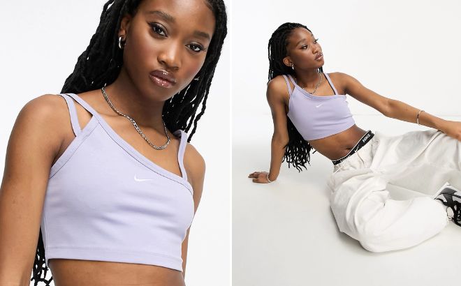 A Person Wearing Nike Everyday Cropped Tank