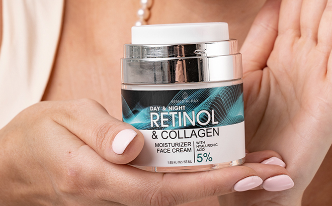 A Woman Holding Remedical Pax Retinol Face Cream