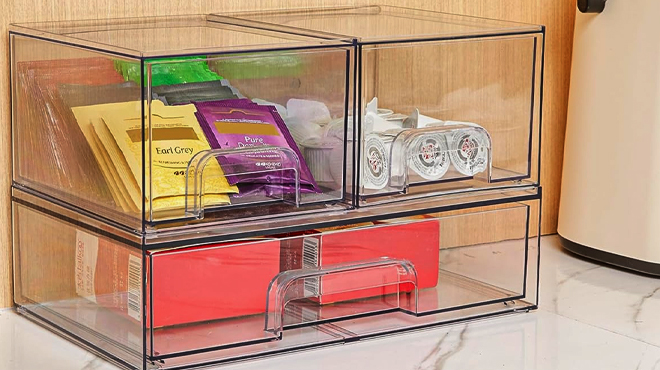 A photo of Vtopmart Clear Stackable Storage Drawers
