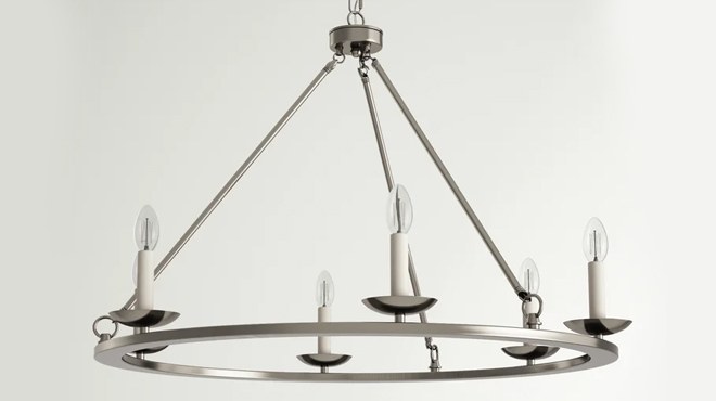Andover Mills 6 Light Dimmable Wagon Wheel Chandelier
