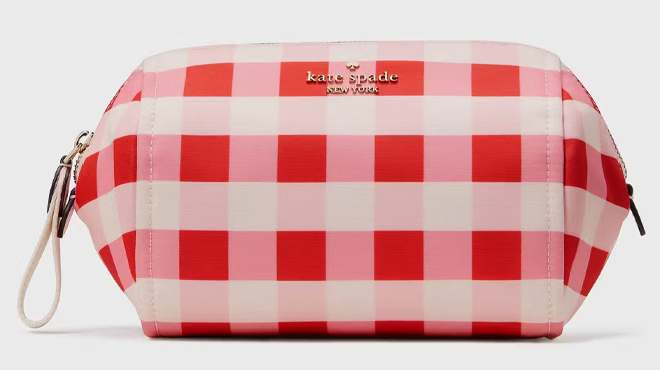 A photo showing Kate Spade Chelsea Gingham Medium Cosmetic Case