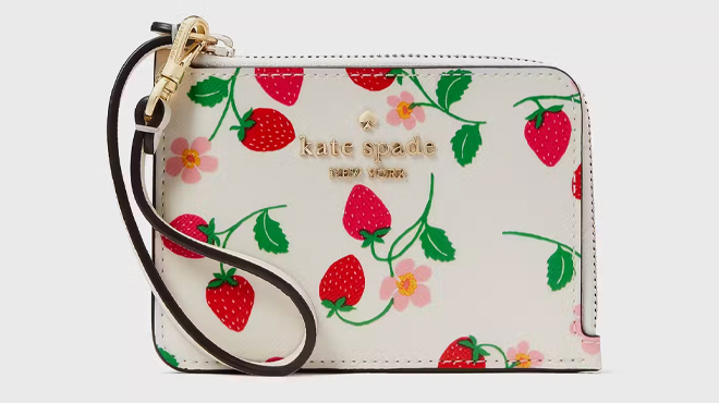 A photo showing Kate Spade Madison Strawberry Small Wristlet