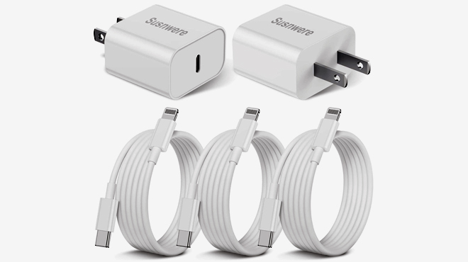 Susnwere 3 Pack Chargers with 2 Pack Adapters