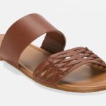 A n a Womens Dual Band Flat Sandals in Cognac Color