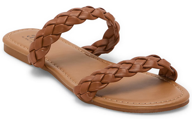 A n a Womens Dual Braid Slide Flat Sandals