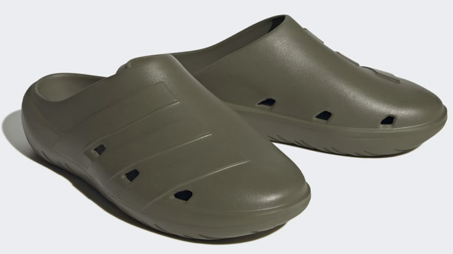 Adidas Adicane Clogs on Gray Background Adidas Adicane Clogs on Gray Background