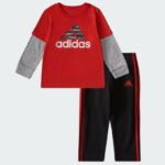 Adidas Baby Boys Layered Tee and Fleece Pants 2 Piece Set 1