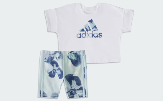 Adidas Baby Girls Box Tee and Bike Shorts 2 Piece Set