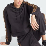 Adidas Essentials 3 Stripes Animal Print Relaxed Hoodie