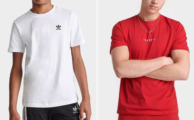 Adidas Kids Tshirt in White and Sonneti London T Shirt in Red