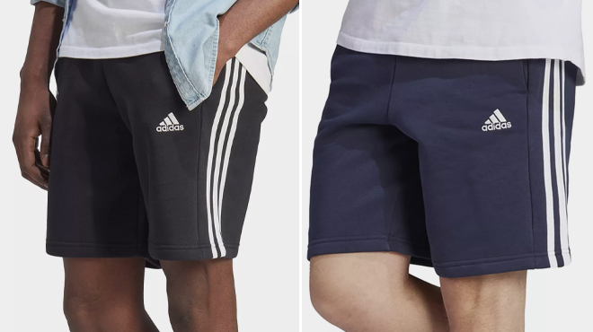 Adidas Mens 3 Stripes 10 inch Fleece Shorts
