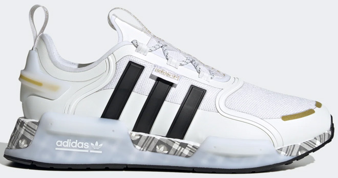 Adidas Mens Nmd r1 V3 Shoes in Cloud White and Gold Metallic