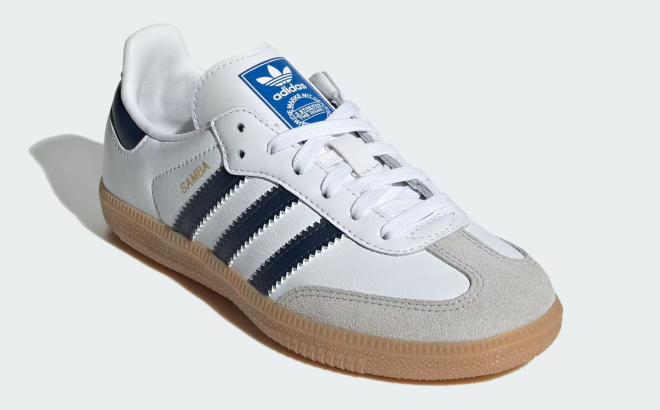 Adidas Samba OG Kids Shoes in Cloud White Night Indigo Gum Colorway