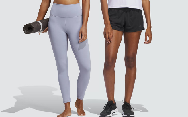 Adidas Womens Yoga Studio Leggings and Knit Shorts