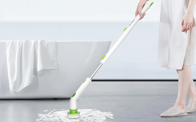 Afoddon Electric Spin Scrubber Cordless Power Shower Bathroom Scrub Brush with 3 Replaceable Cleaning Heads