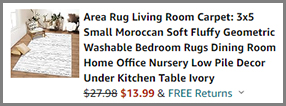 Area Rug Final Price with Promo Code at Amazon Checkout Page