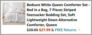 Bedsure White Queen Comforter Set Chekout Screen