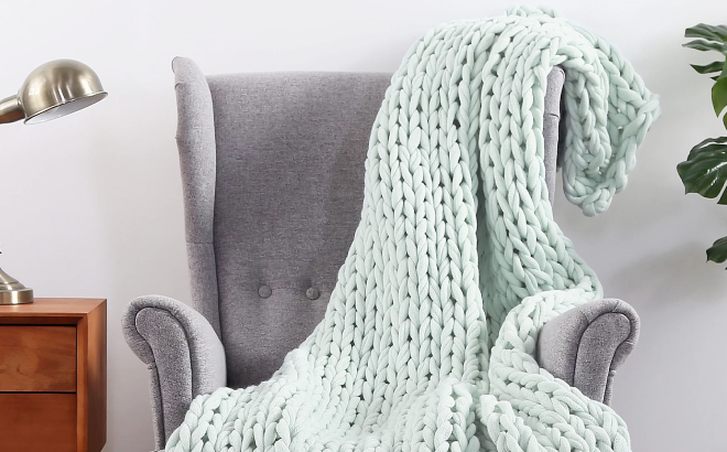 Berkshire Blanket Chunky Rope Knit Throw on a Chair Berkshire Blanket Chunky Rope Knit Throw on a Chair