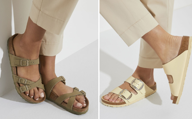 Birkenstock Franca Vegan Canvas Sandals and Arizona Big Buckle High Shine Sandals