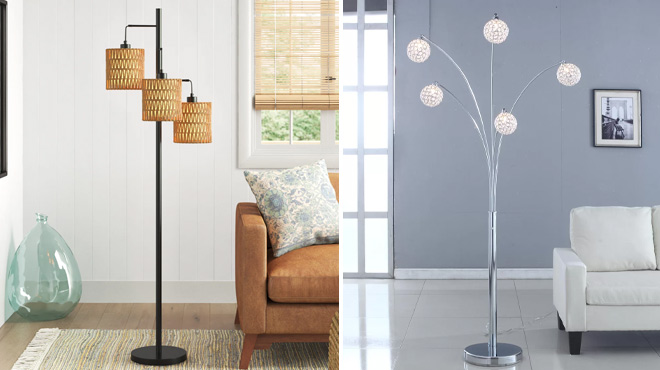Black Accent Floor Lamp and Arched Floor Lamp