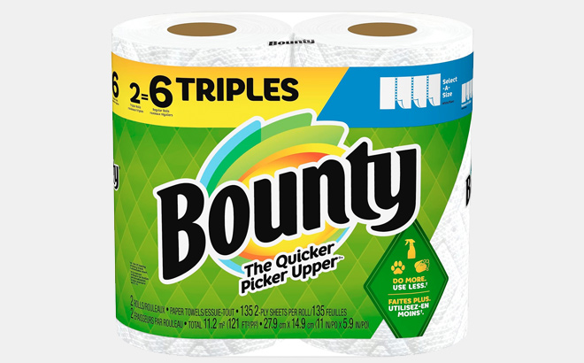 Bounty Select A Size Paper Towels White 2 Triple Rolls 6 Regular Rolls 1