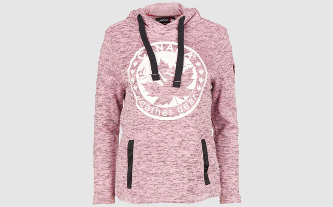 Canada Weather Gear Womens Sweater Fleece Cowel Neck Hoodie in Pink Color