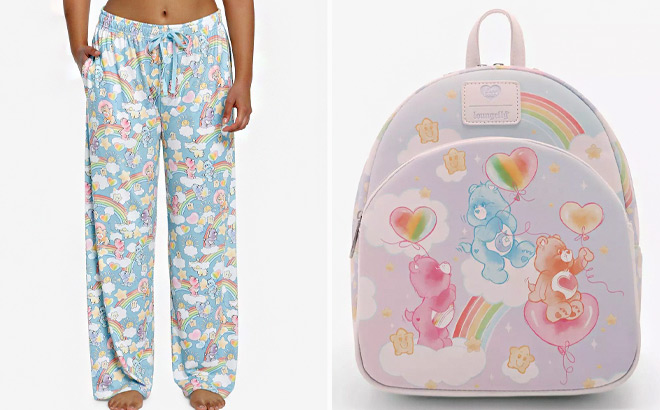 Care Bears Rainbows Girls Pajama Pants and Mini Backpack