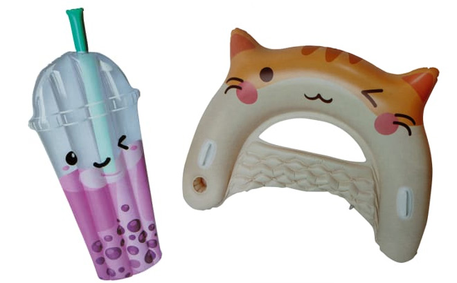 Cat Inflatable Chill Chair and Inflatable Bubble Tea Pool Float 1