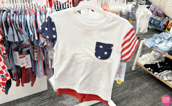 Cat Jack Toddler Boys Short Sleeve Flag Jersey and French Terry Set
