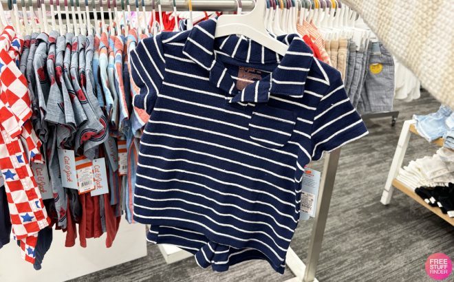 Cat Jack Toddler Boys Short Sleeve Striped French Terry Set
