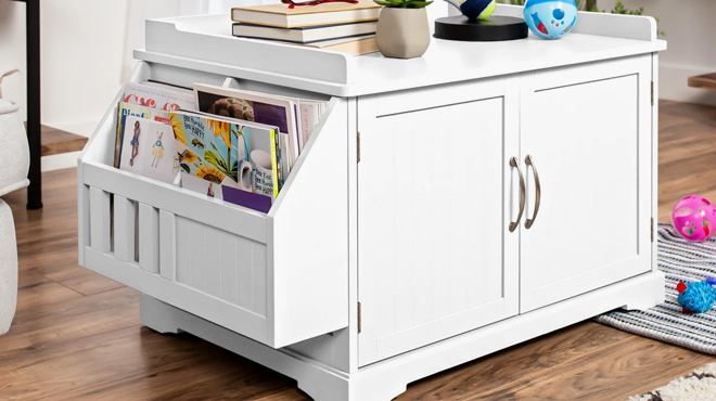 Cat Litter Box and Storage Cabinet in white color