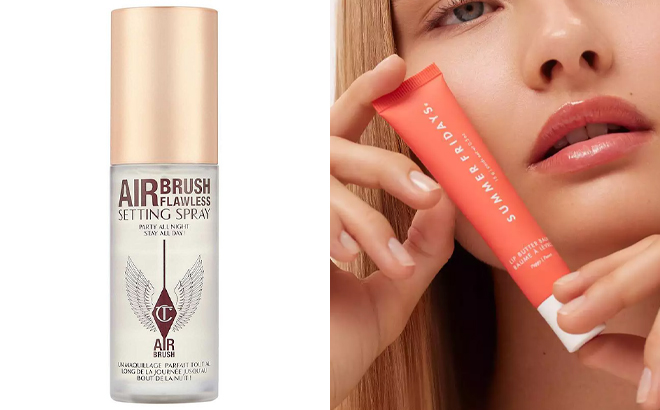 Charlotte Tilbury Airbrush Flawless Setting Spray and Summer Fridays Lip Butter Balm for Hydration Shine