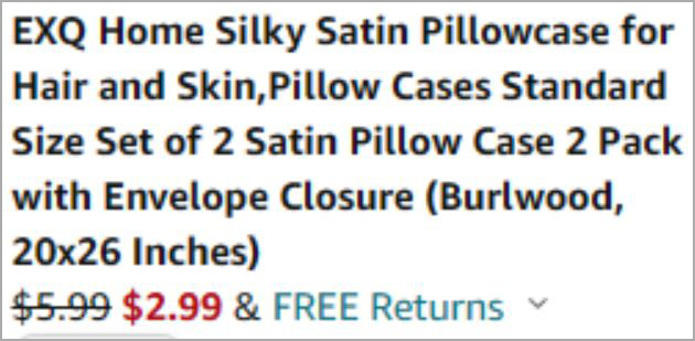 Checkout page of EXQ Home Silky Satin Pillowcase 2 Pack